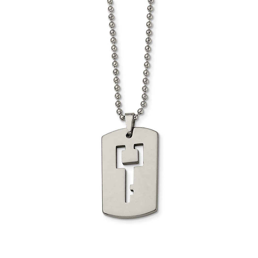 Solid Tungsten Dog Tag Key Cut-Out Necklace for Men - Durable Military Style Pendant with Keyhole Design - Perfect for Everyday Wear, Gifts & Outdoor Adventures