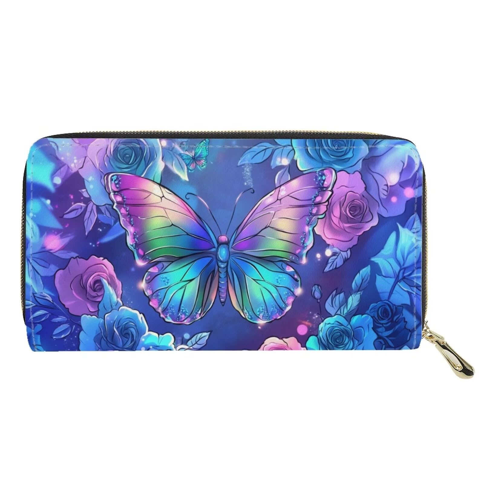 FOR U DESIGNS Women's PU Leather Clutch Purse - Slim Lightweight Wallet with Butterfly Print - Credit Card Holder & Phone Wallet - Perfect for Evening Parties, Travel, and Daily Use