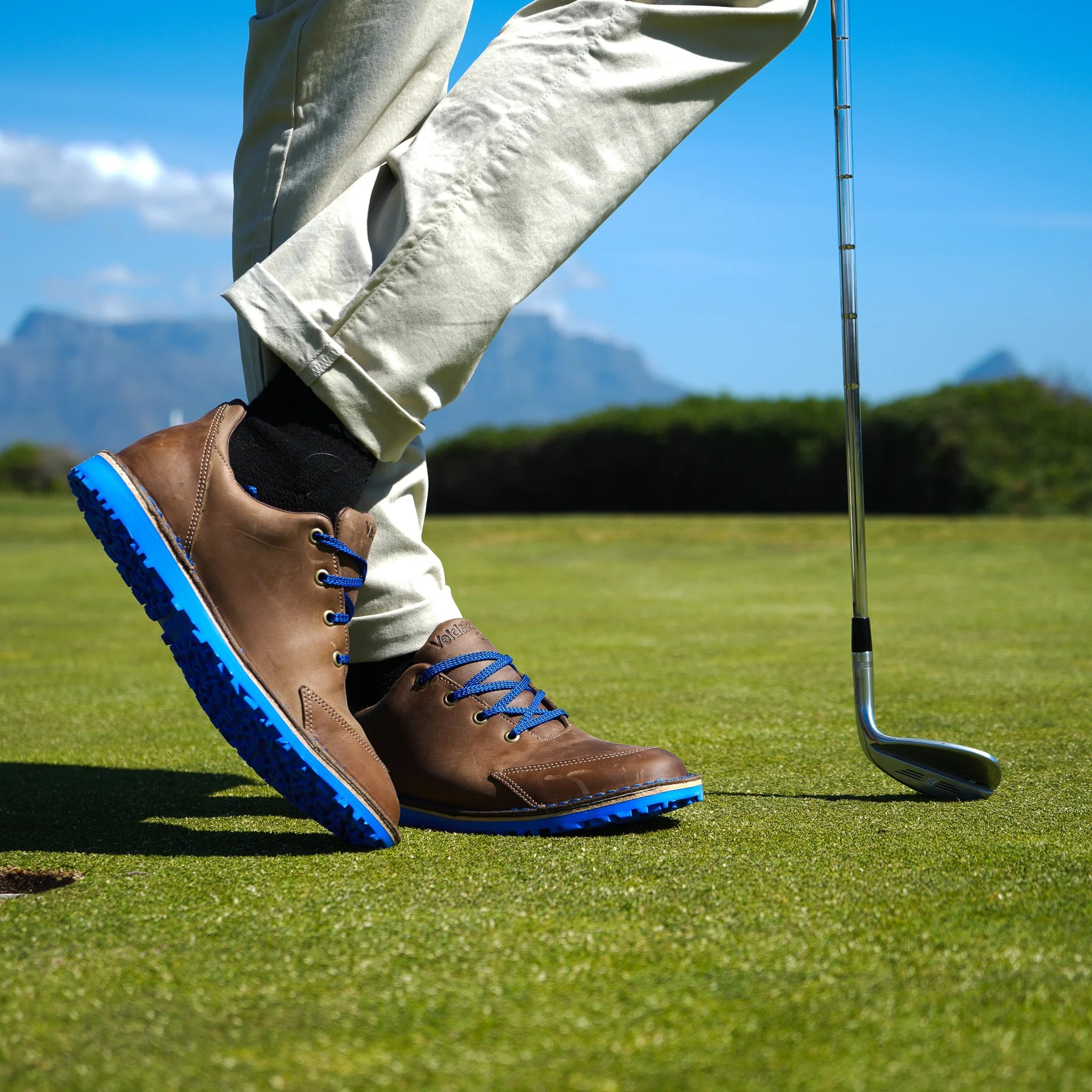 Veldskoen J Bay Loft Golf Shoes with Blue Sole - Comfortable & Durable Men's Golf Footwear for Course & Casual Wear