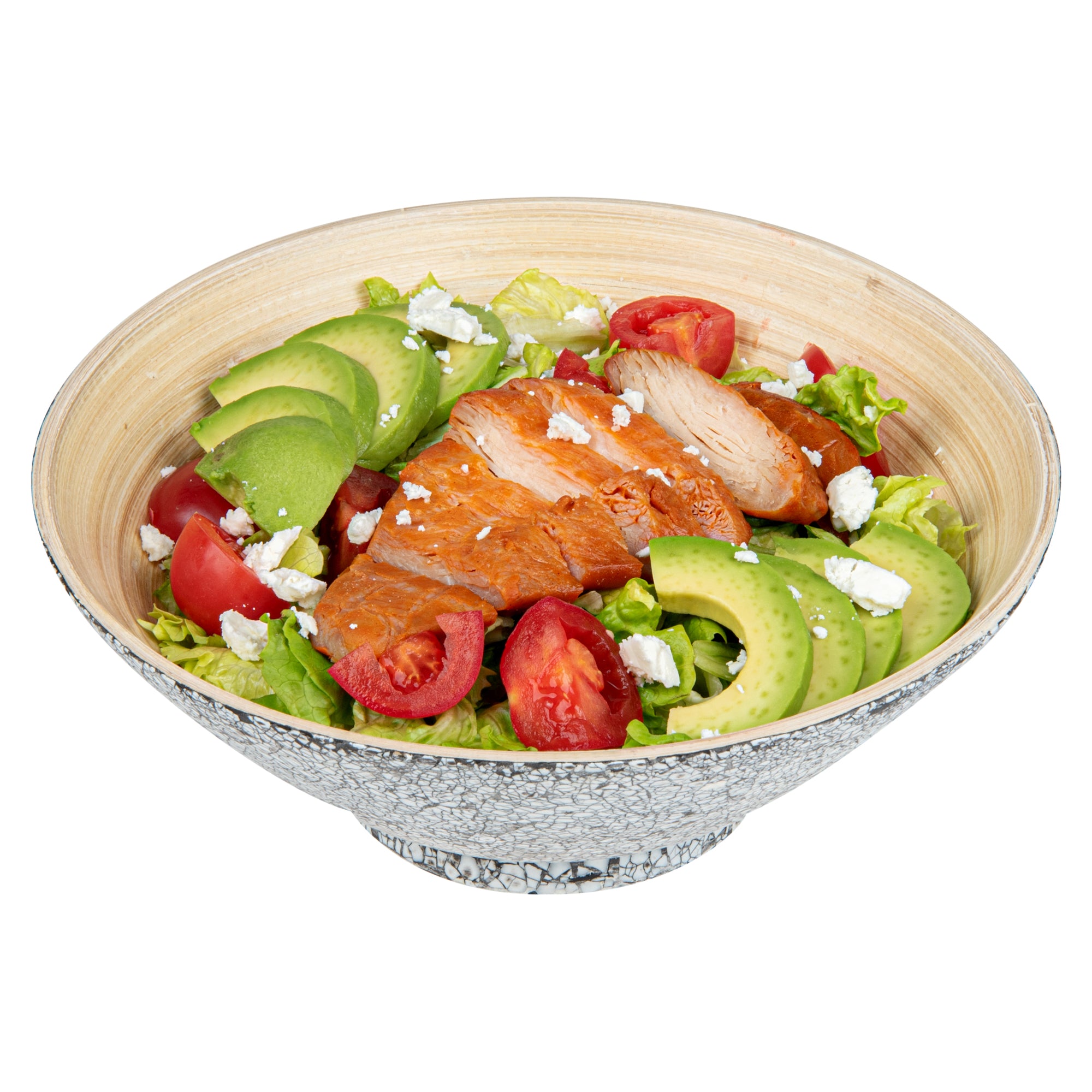 Bambuddha 29 oz Round Gray Spun Bamboo Serving Bowl - Eco-Friendly Natural Fiber Dishware for Salads, Snacks, Fruits - 8.25