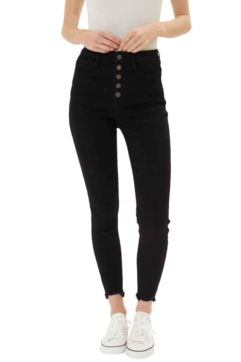 Kan Can Women's High Rise Button Fly Distressed Super Skinny Jeans - Vintage Denim Pants for Casual Outfits & Night Out