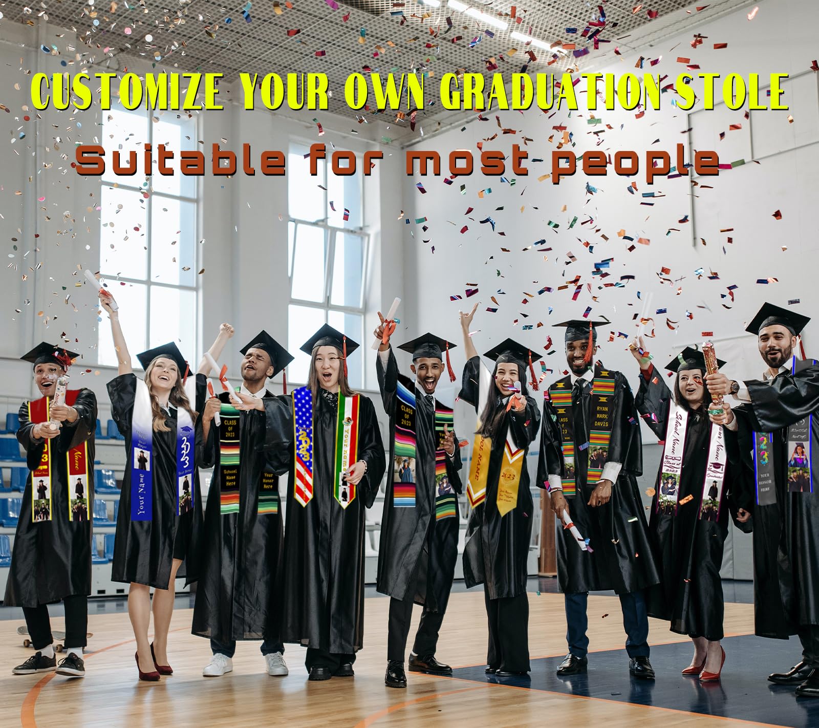 Custom Graduation Stole for Class of 2023 - Personalized Graduation Sash with Name & Year - Perfect for High School & College Commencement Ceremonies, Graduation Photos & Keepsakes