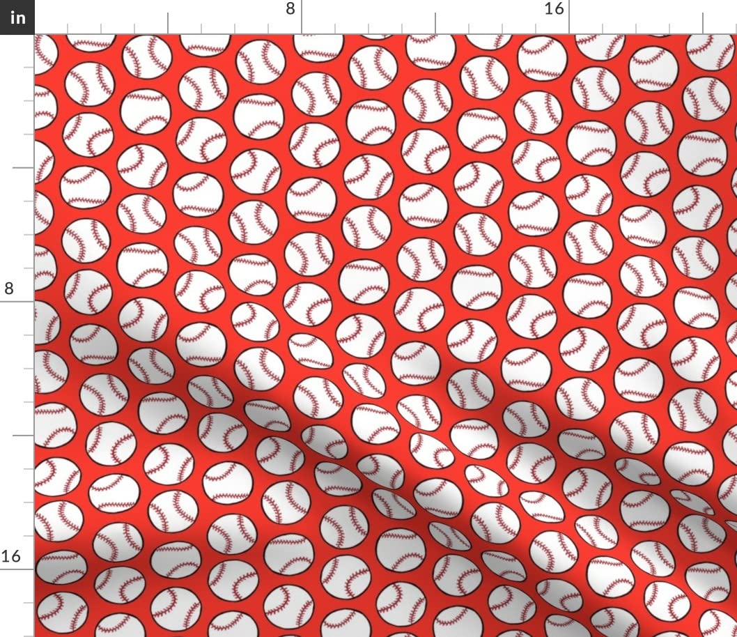 Baseball Sport Printed Cotton Poplin Fabric - Red Play Kids Ball Design for Sewing, Quilting, Dresses & Apparel Crafts (Fat Quarter) | Perfect for DIY Kids' Sports-Themed Clothing, Home Decor & Craft Projects