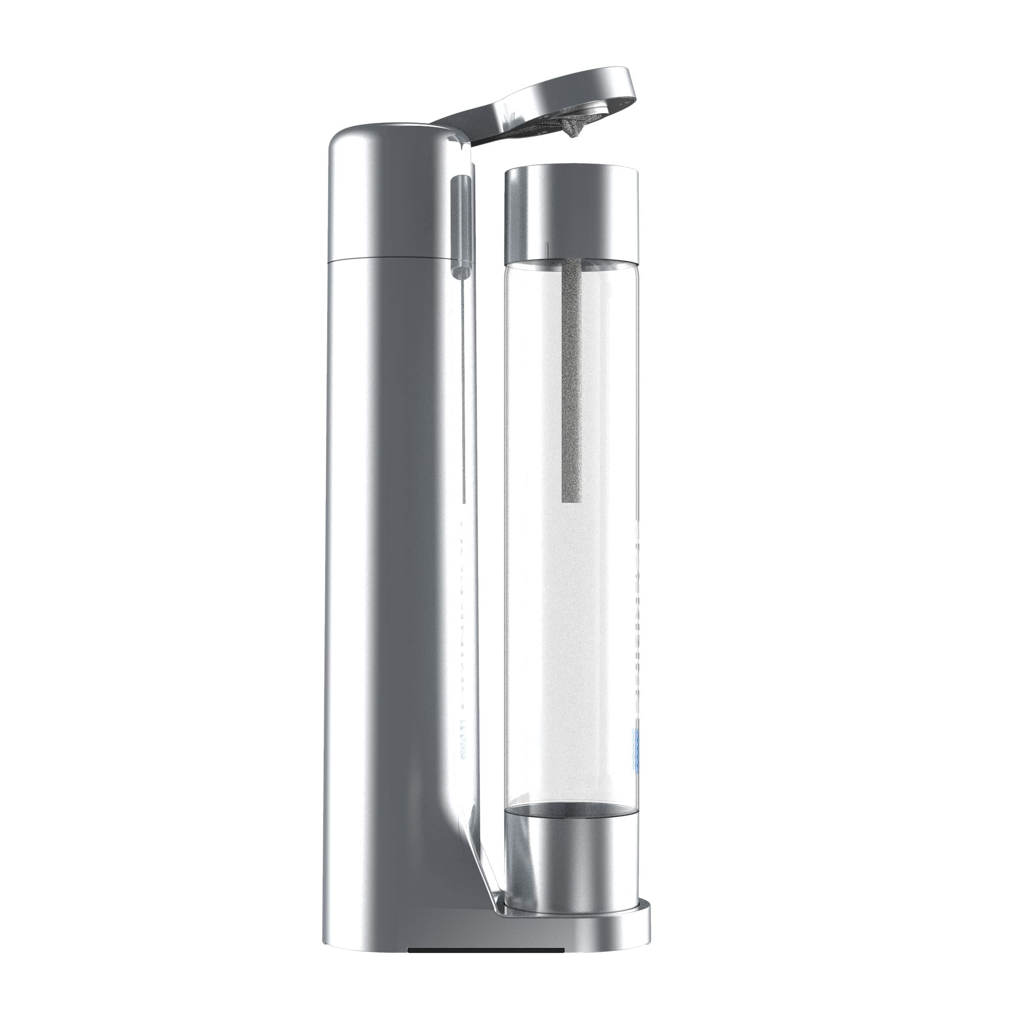 Fizzpod Soda Maker Machine - Home Carbonation System for Sparkling Water, Soda & Fizzy Drinks with 3 PET Bottles, 3 Caps & Carbonator Cap - Perfect for Coffee, Tea, Cocktails & Fruit Infusions (Chrome + 2 Green Brushes) | Great for Parties, Home Bars & Healthy Hydration