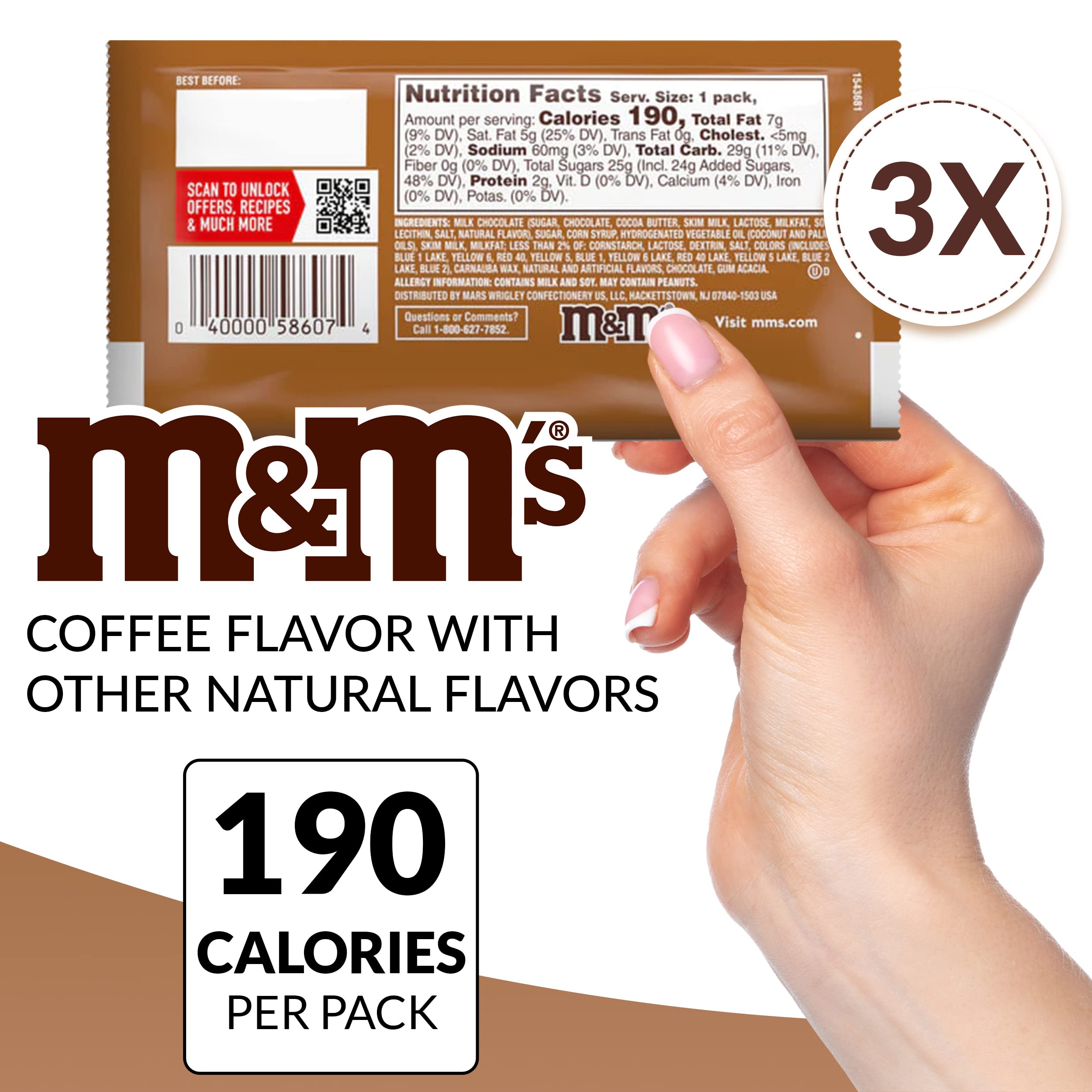 M&Ms Caramel Cold Brew Coffee Candy - 3 Pack (1.41 oz Each) - Milk Chocolate with Cold Brew Coffee Flavored Caramel - Perfect for Office Snacks, Movie Nights & Coffee Lover Gifts