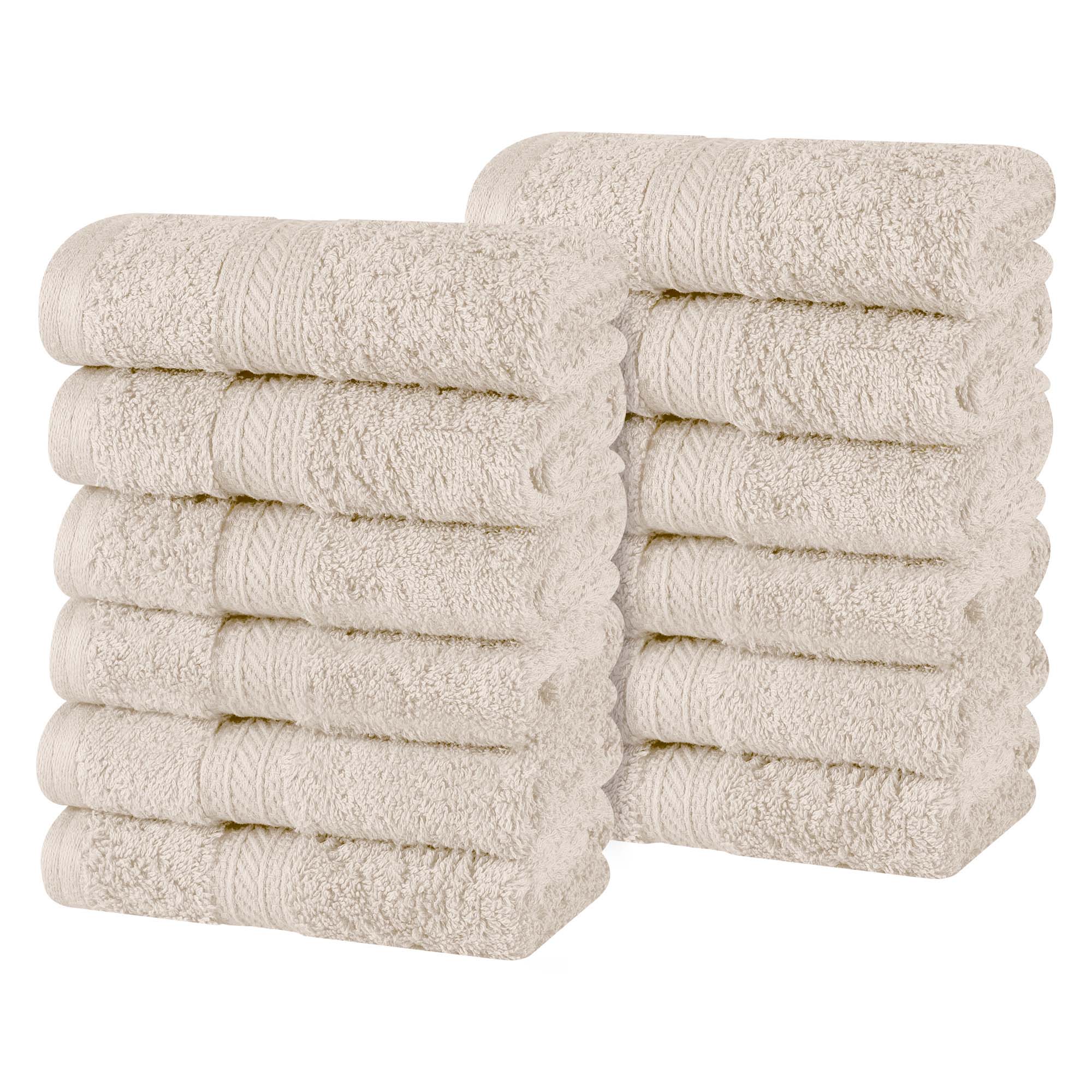Premium Atlas Cotton Plush Heavyweight Luxury Face Towels & Washcloths - 12-Piece Set for Spa, Bathroom, and Gentle Skincare Routine