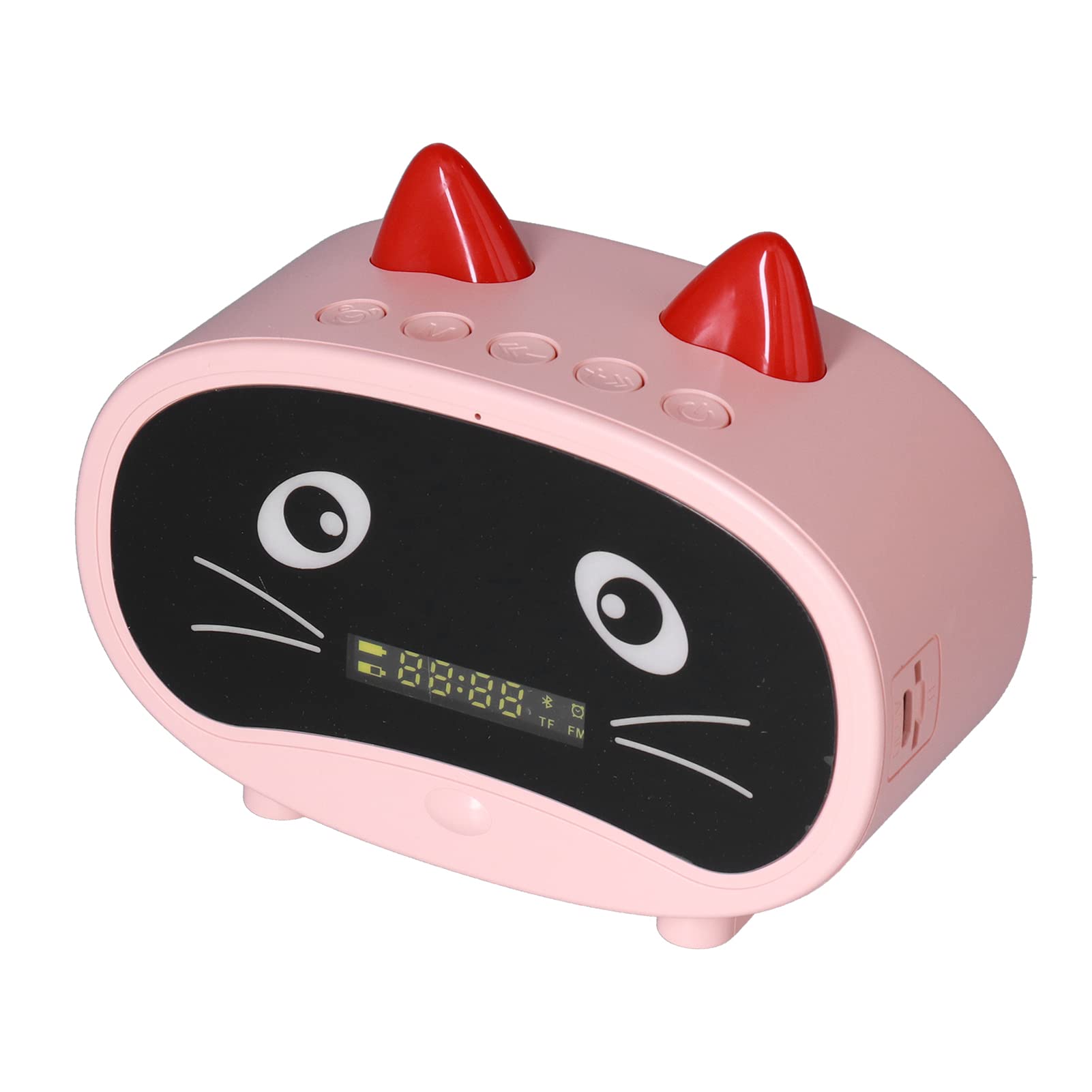 Wireless Bluetooth Speaker with Dual Alarm Clock, FM Radio, LED Display & Cat Ear Design - Portable Mini Speaker for Bedroom, Office, Travel | 1000mAh Battery, USB/SD Card Support (Pink) - Perfect for Home Decor, Gift Giving & Personal Use