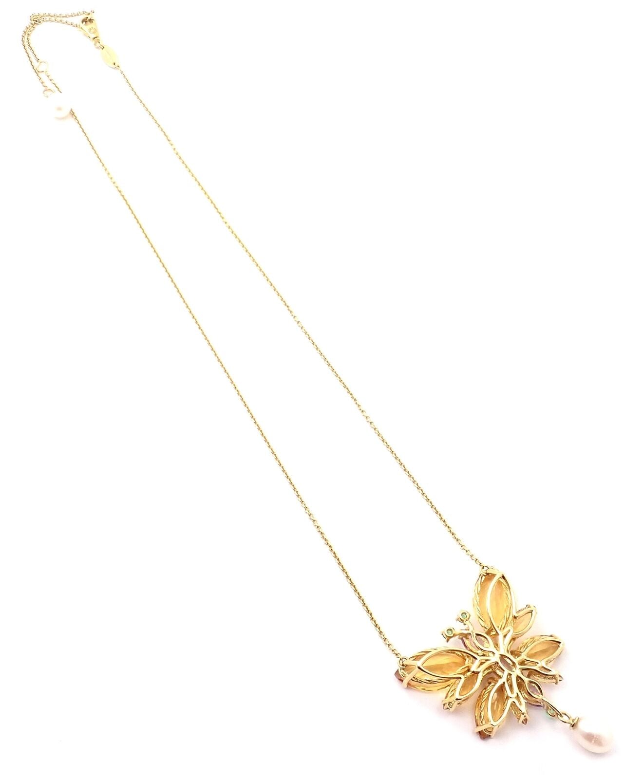 Authentic Dolce & Gabbana 18k Yellow Gold Citrine Butterfly Pendant Necklace - Elegant Spring Jewelry Gift for Women, Perfect for Weddings & Special Occasions