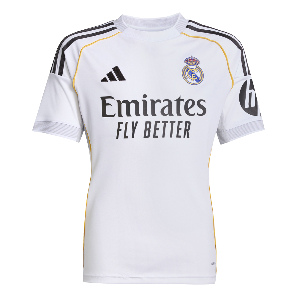 Official Real Madrid Youth Home Jersey 2025-2026 Season - Authentic Football Kit for Kids & Teens - Perfect for Matches, Training & Fan Support