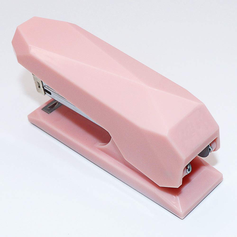 NatSumeBasics Cute Pink Diamond-Shaped Manual Stapler - 25 Sheet Capacity for Office & School Use - Perfect Desk Accessory & Gift Idea (Pink) - Ideal for Paperwork, Crafting & Home Organization