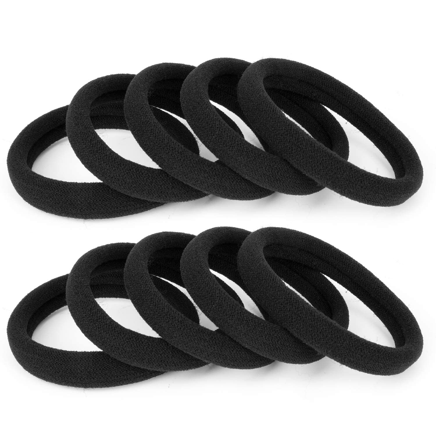 Nyamah 20-Pack No Damage Elastic Hair Ties for Women & Girls - Thick Nylon Ponytail Holders, No Crease Stretch Hair Bands - Perfect for Workouts, Office, School & Everyday Use (Black)