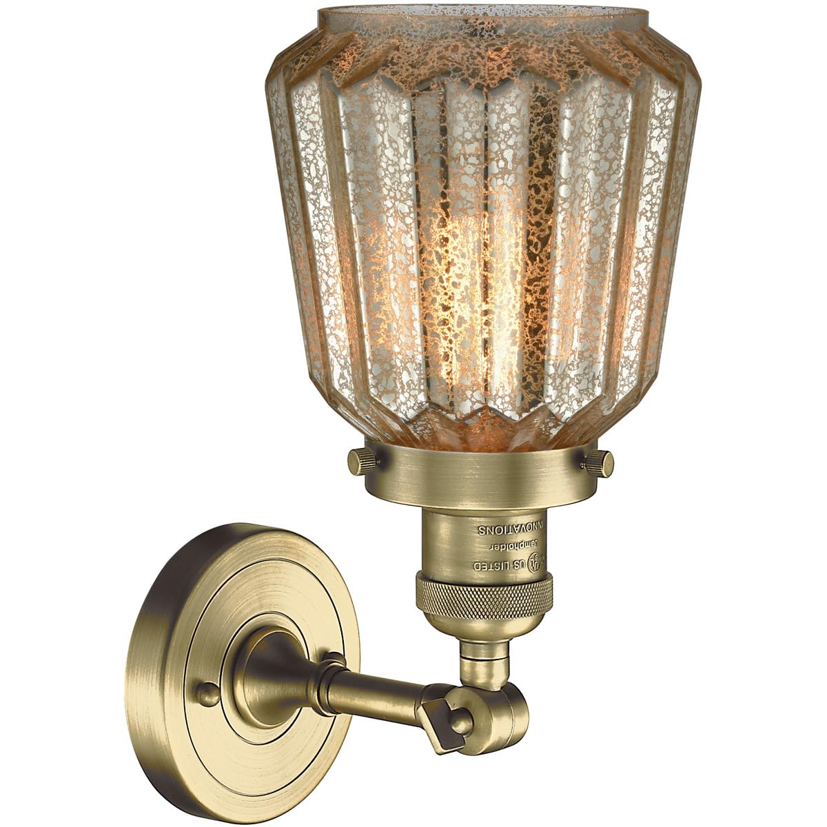 Innovations 201F-AB-G142-LED Semi-Flush Mount Ceiling Light Fixture - Antique Brass Finish, Energy Efficient LED Lighting for Bedroom, Living Room & Hallway