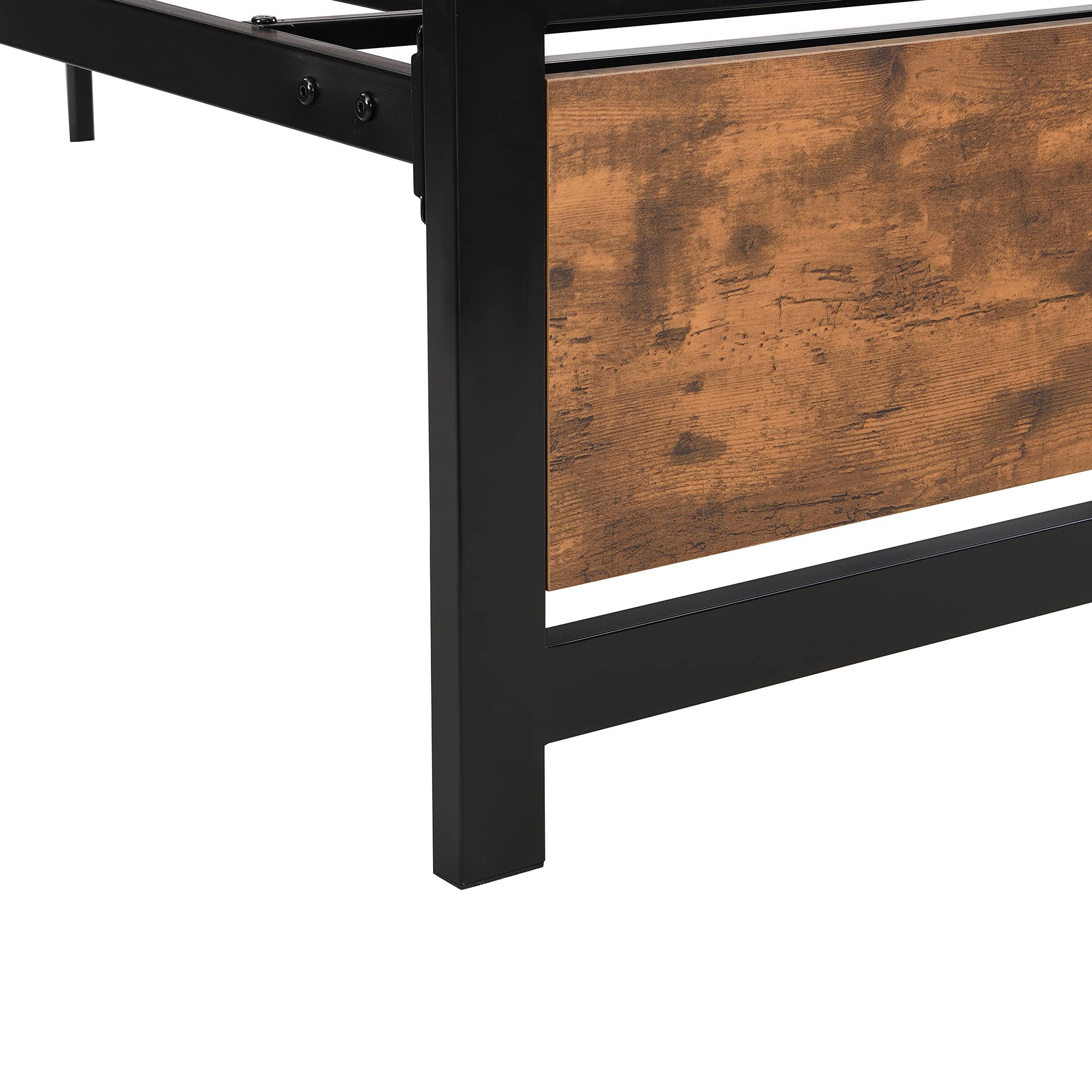 Queen Size Metal Bed Frame with Storage - Sturdy Platform Bed with Headboard & Footboard, 14.7