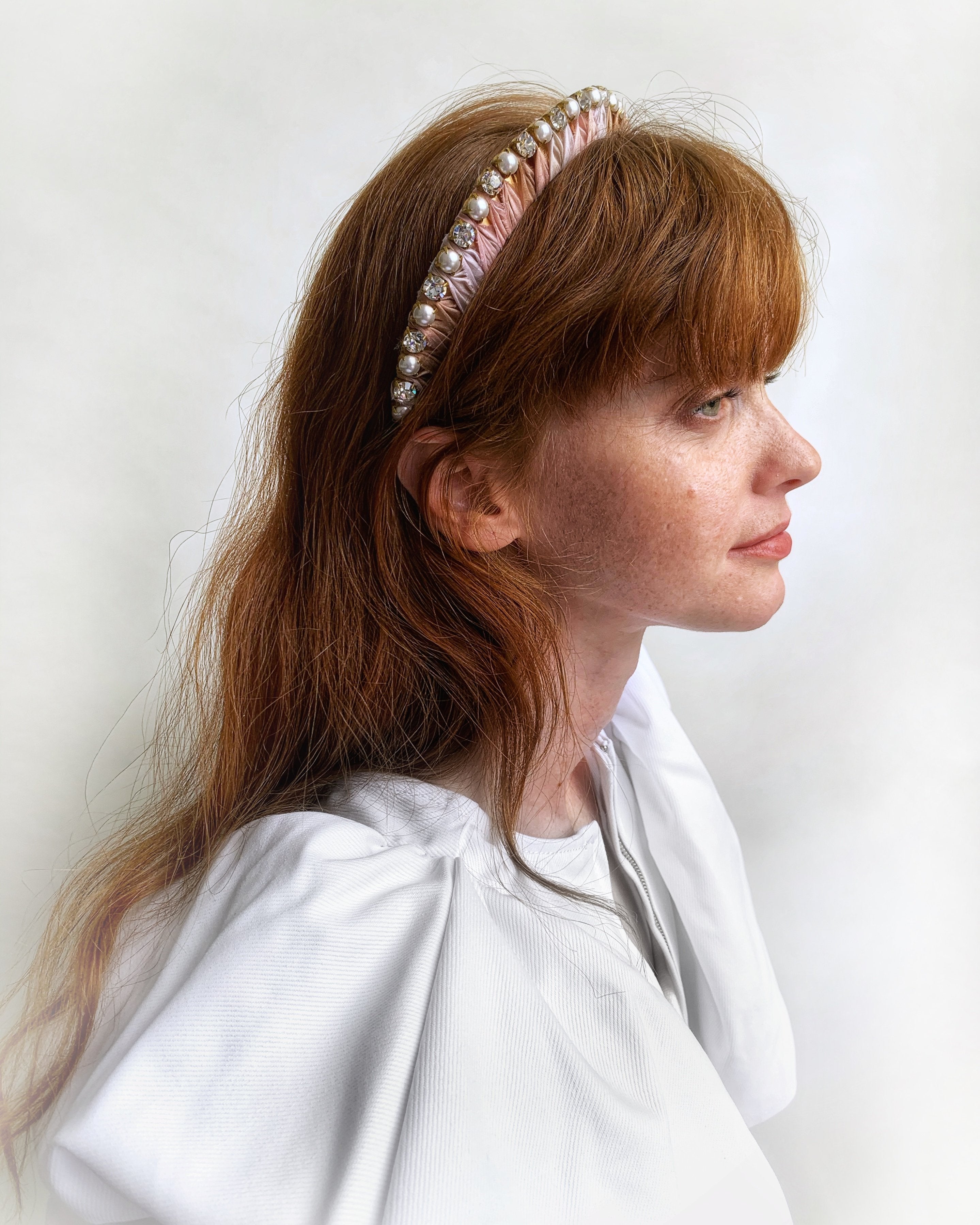 Lea Silk Pearl and Crystal Crown - Elegant Bridal Hair Accessory for Weddings, Prom, and Special Occasions