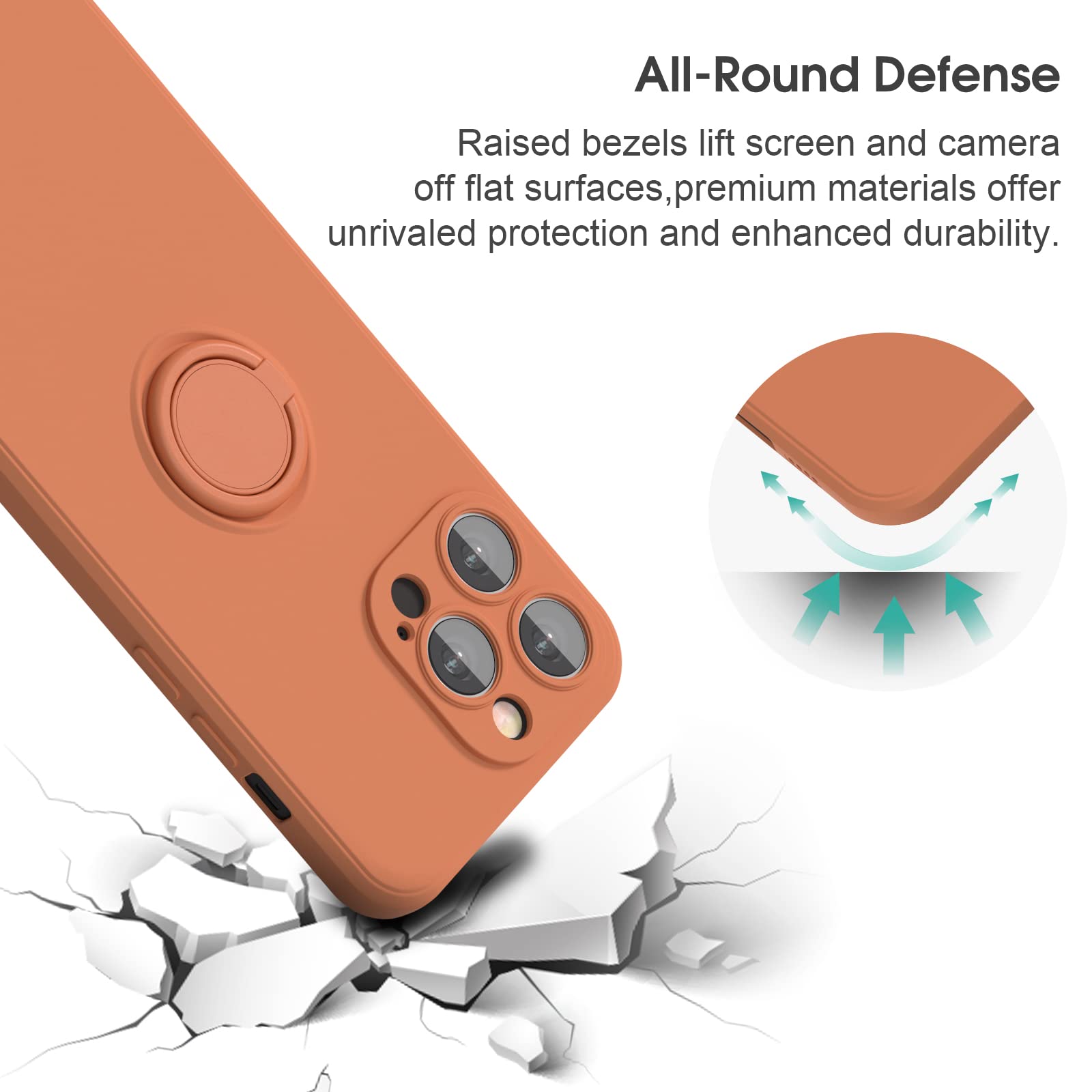 **Abitku iPhone 14 Pro Max Case with 360° Ring Kickstand & Magnetic Car Mount - Full Coverage Shockproof Protective Cover with Microfiber Cloth for iPhone 14 Pro Max 6.7 Inch (Orange) - Perfect for Work, Travel & Daily Use**