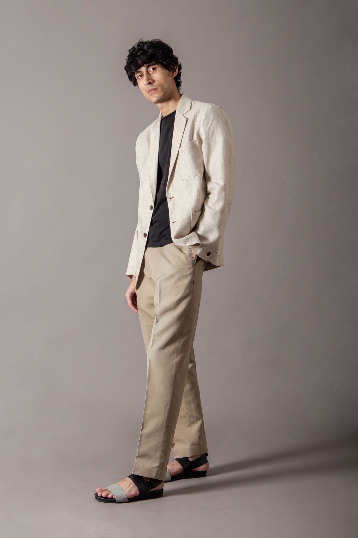 Rana Blazer for Women - Lightweight Cotton Linen Blend Jacket in Ice Beige | Casual Office Wear & Spring Summer Outfits