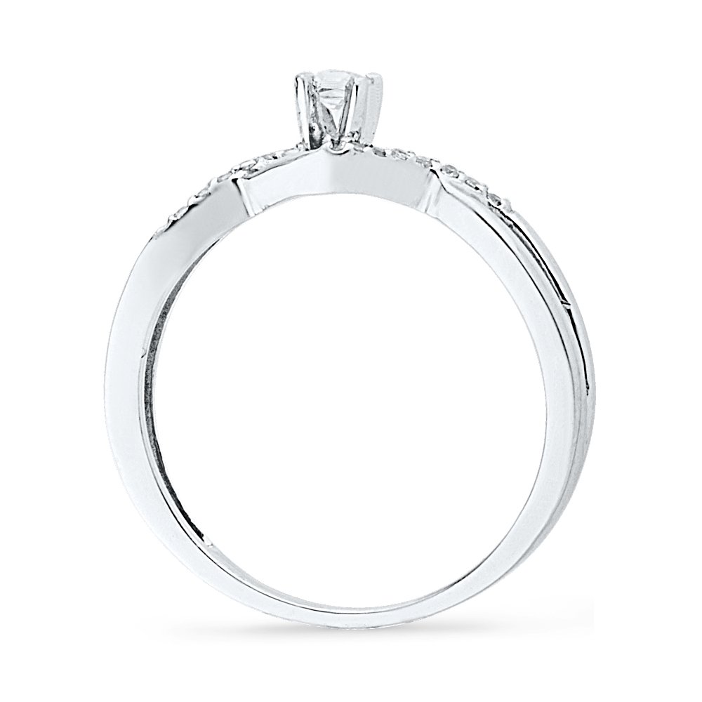 10KT White Gold Princess & Round Diamond Promise Ring (1/6 CTTW) - Perfect for Engagements, Anniversaries & Romantic Gifts