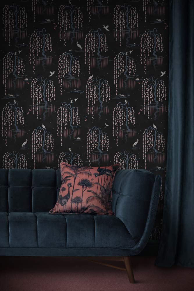 Divine Savages Kyoto Blossom Black Cherry Peel and Stick Wallpaper - Self-Adhesive Removable Wallpaper for Bedroom, Living Room, Nursery, and Home Decor