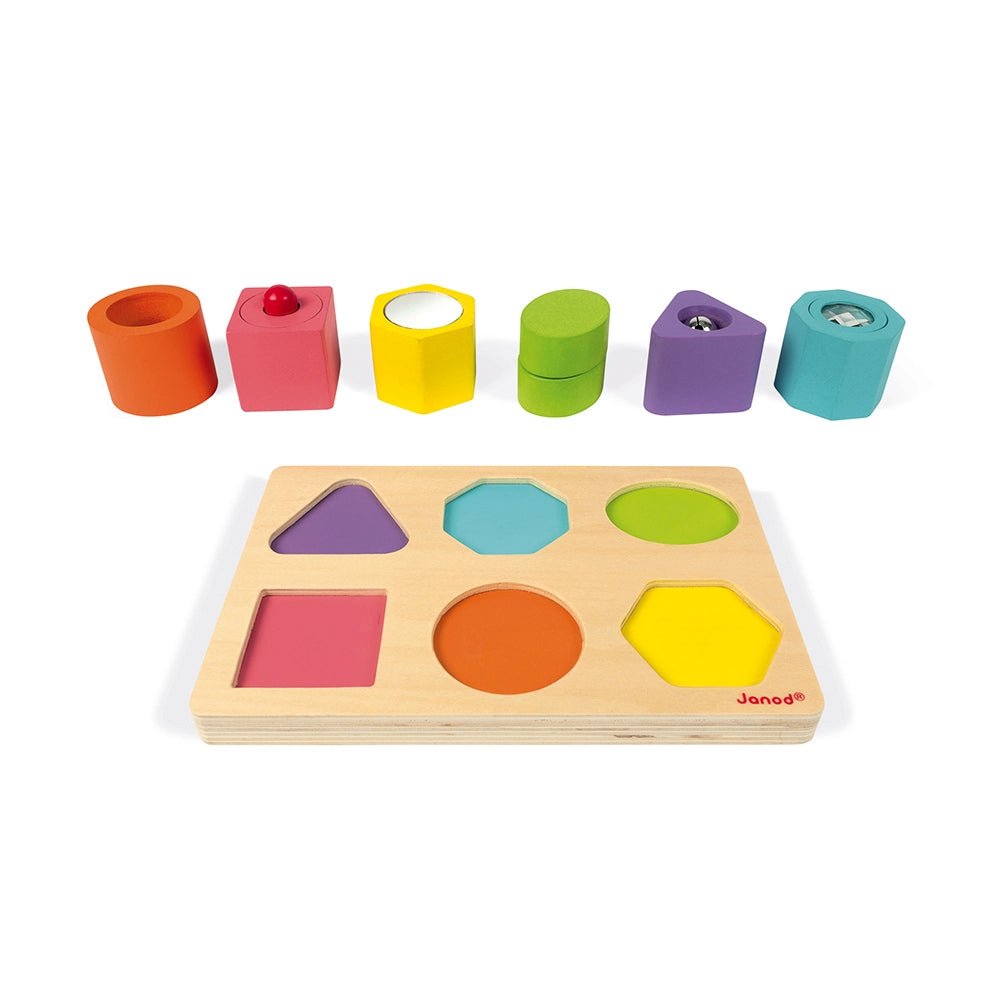 I Wood Shapes & Sounds Puzzle - 6 Block Educational Toy for Toddlers 12 Months+ | Montessori Learning & Sensory Play for Babies