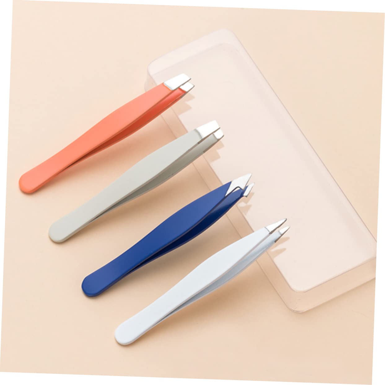 Precision Stainless Steel Eyebrow Tweezers Set of 4 - Professional Eyebrow Shaping & Grooming Tools for Perfect Brows at Home or Salon