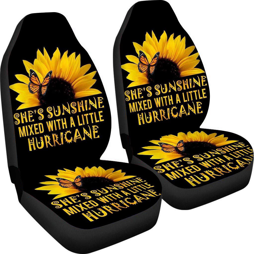 Coloranimal Sunflower Car Seat Covers for Women - Universal Fit Front Seat Cushion Set for Cars, SUVs & Trucks - She's Sunshine Mixed with a Little Hurricane - Perfect for Road Trips & Daily Commutes