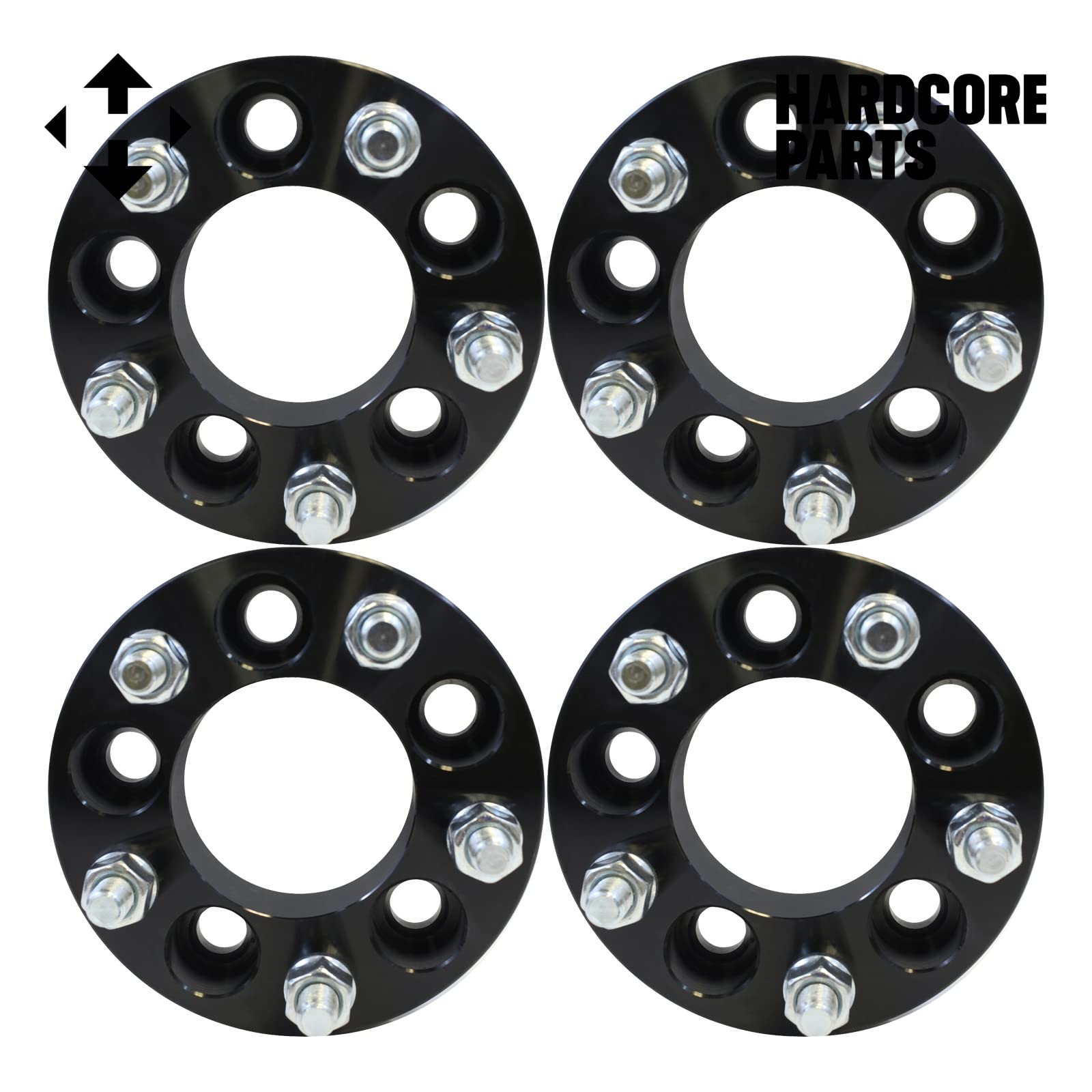 4-Piece Black Wheel Spacers Adapters 1.25