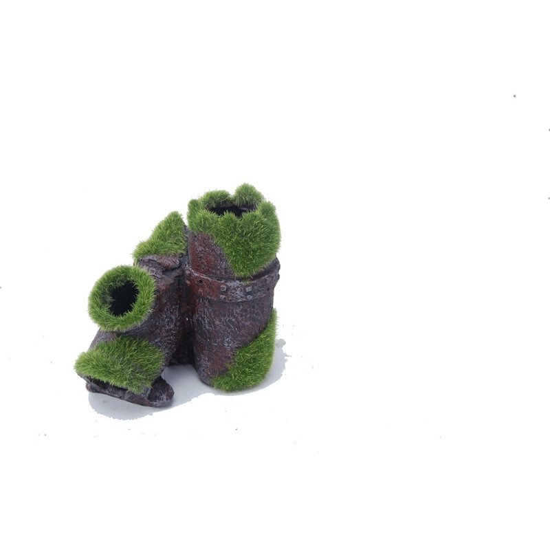 Aquatopia Miniature Sewer Pipe Decor with Realistic Moss - 3.5 x 4 x 4.7 Inches - Perfect for Aquarium, Terrarium & Fairy Garden Landscaping