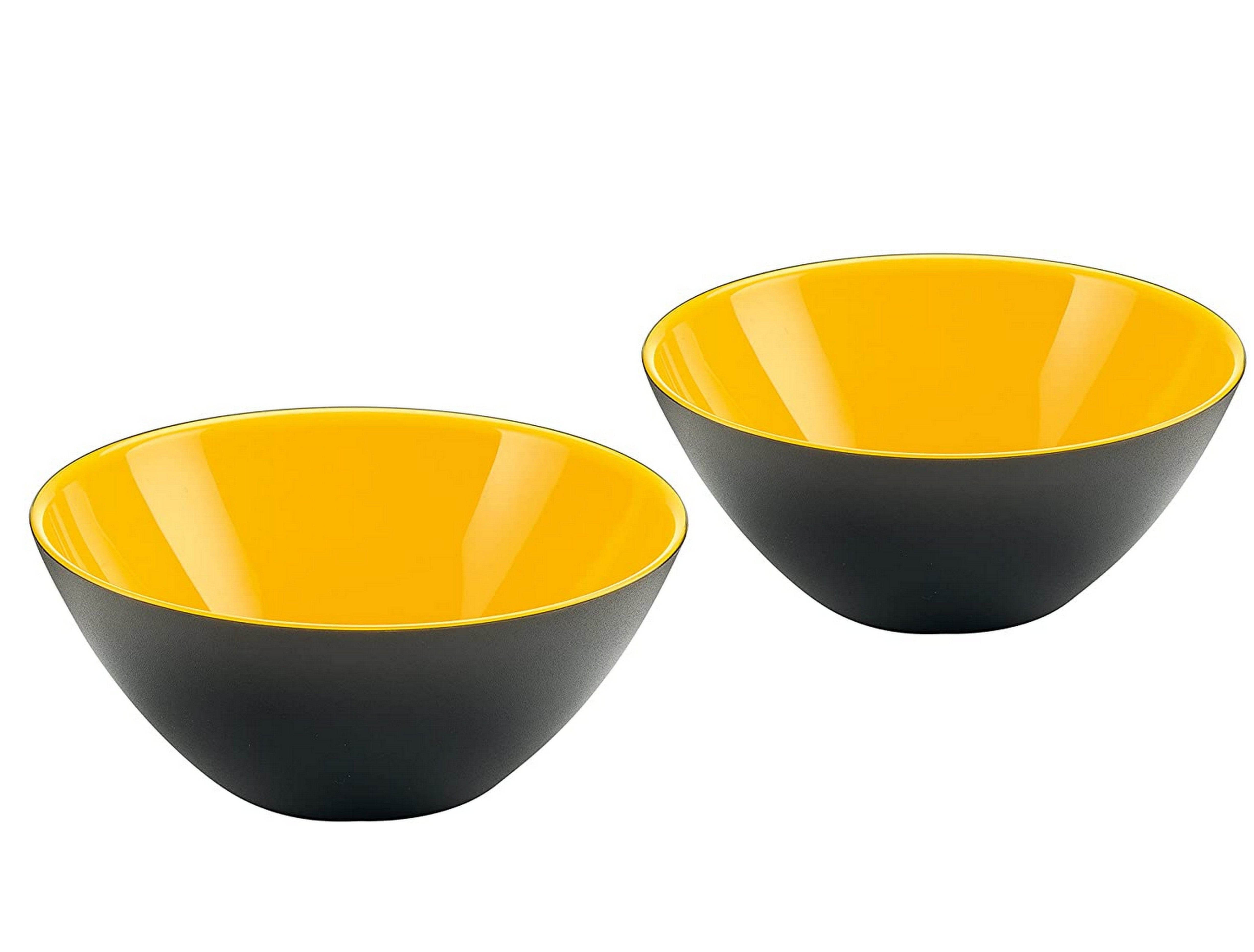 Guzzini My Fusion Small Bowls Set of 2 - BPA Free Shatterproof Acrylic Bowls (4.75 Inch Diameter) for Desserts, Soups & Side Dishes - Yellow & Black - Perfect for Party Serving, Kitchen Storage & Dining Table Decor
