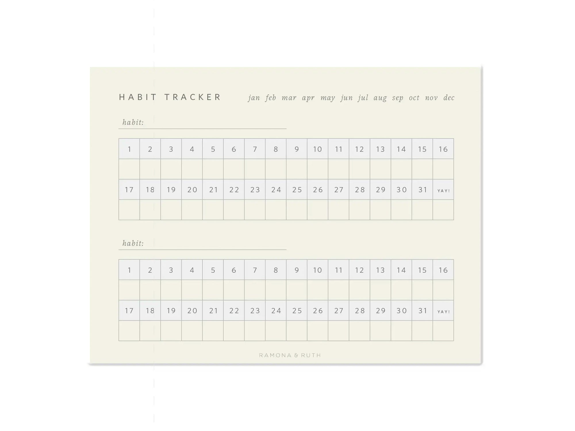 Monthly Habit Tracker - Printable & Digital Planner for Goal Setting & Productivity - Perfect for Bullet Journaling, Fitness Tracking & Personal Growth