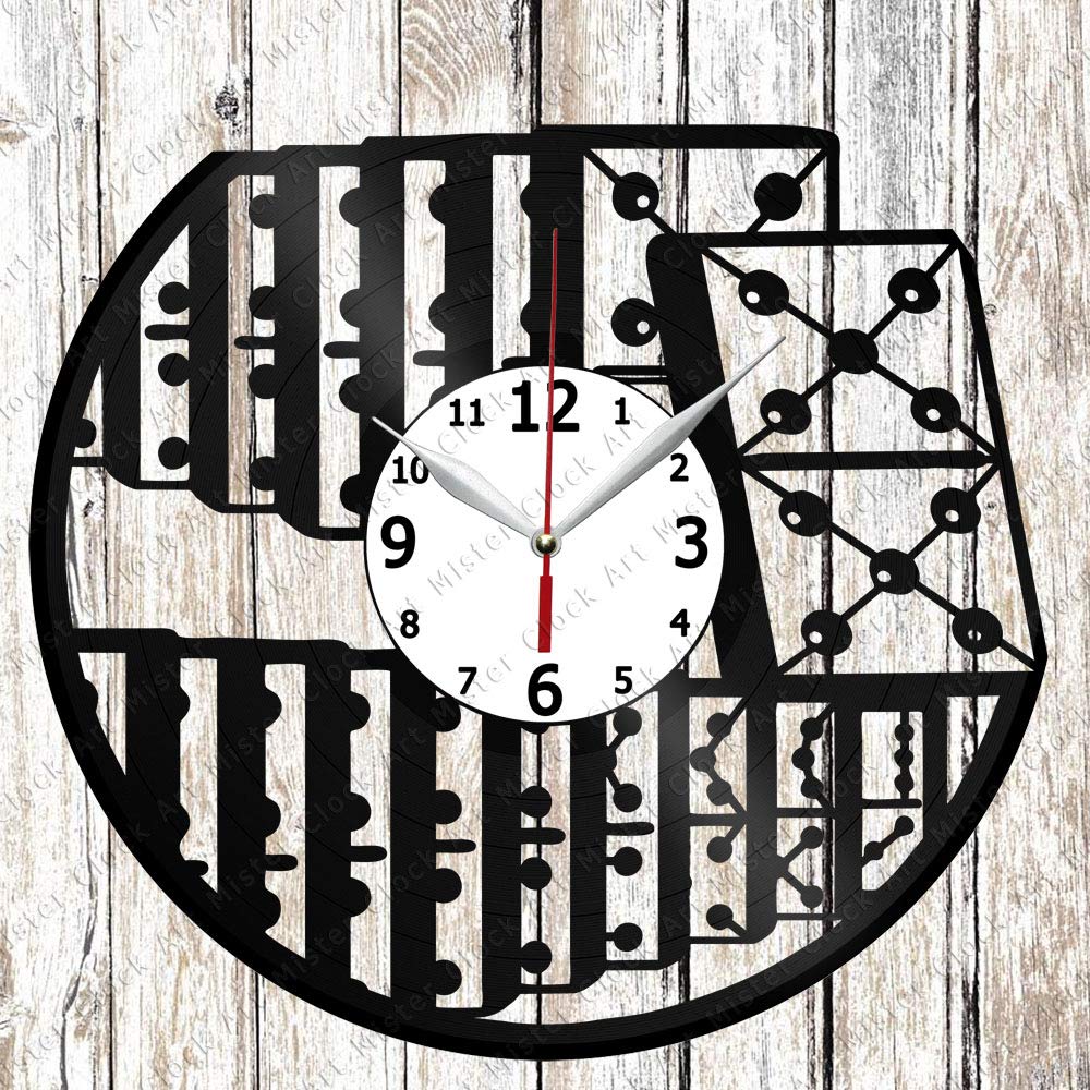 Custom Vinyl Record Wall Clock - Handmade Unique Home Decor Gift - Personalized Domino Design for Living Room, Bedroom & Office