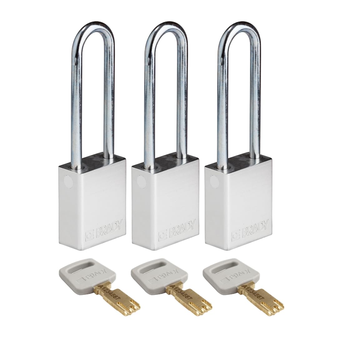 Brady SafeKey Lockout Padlock - Heavy Duty Aluminum Padlock with 3.0