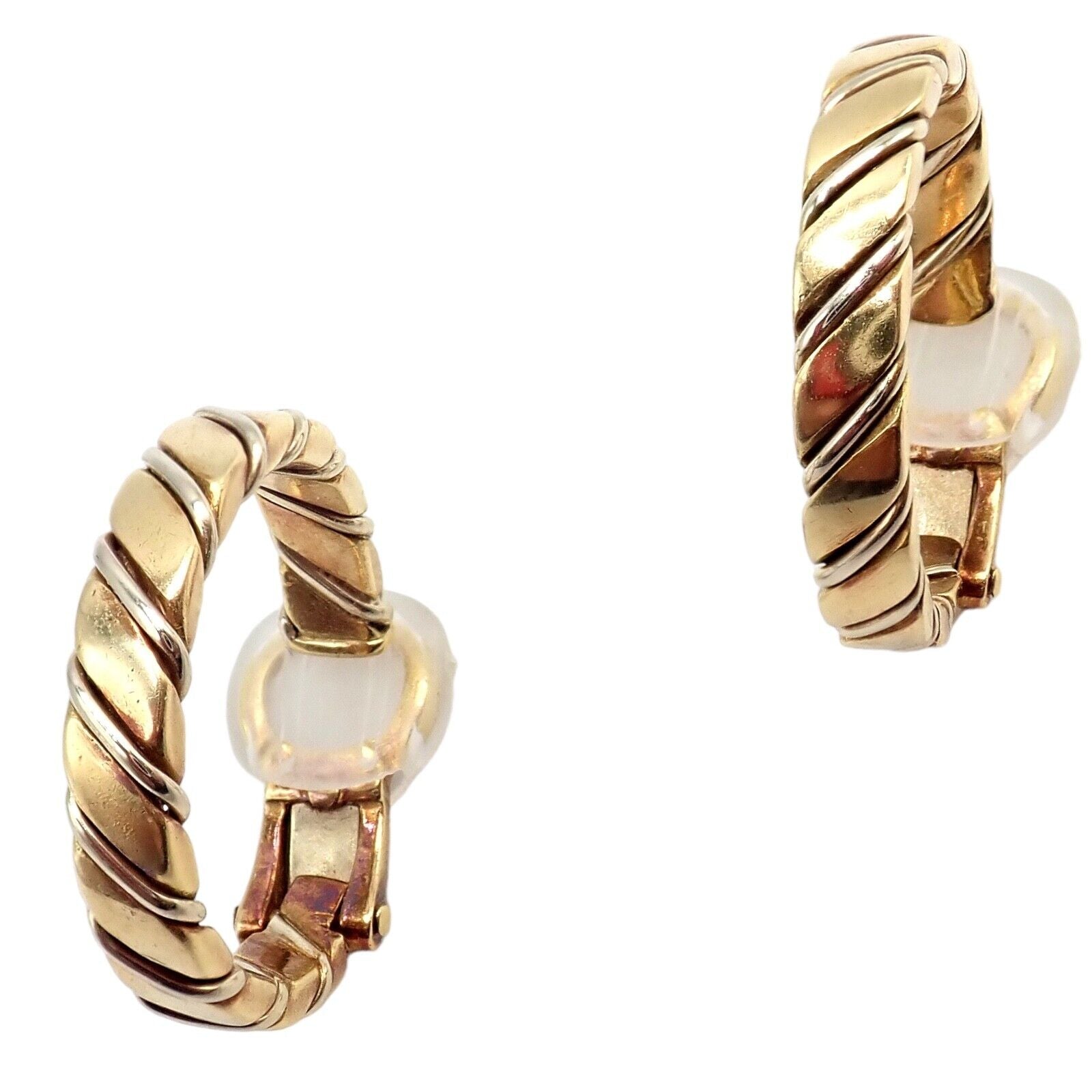 Authentic Pomellato 18k Yellow & White Gold Hoop Earrings - Luxury Italian Jewelry for Women, Perfect for Weddings, Parties & Special Occasions