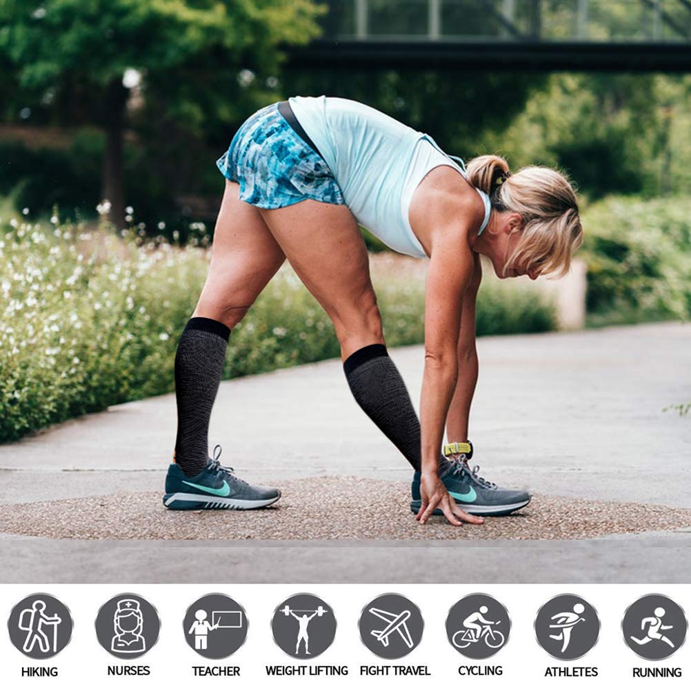 8 Pairs Graduated Copper Compression Socks (15-20mmHg) for Men & Women - Improve Circulation for Running, Athletic & Cycling - Perfect for Sports Recovery & Travel