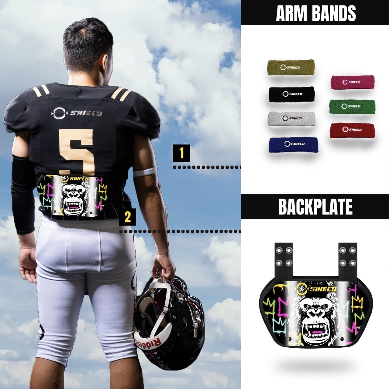 O Shield Football Back Plate - Durable Wild & Animal Series for Enhanced Protection | Ideal for Football, Rugby & Contact Sports Training