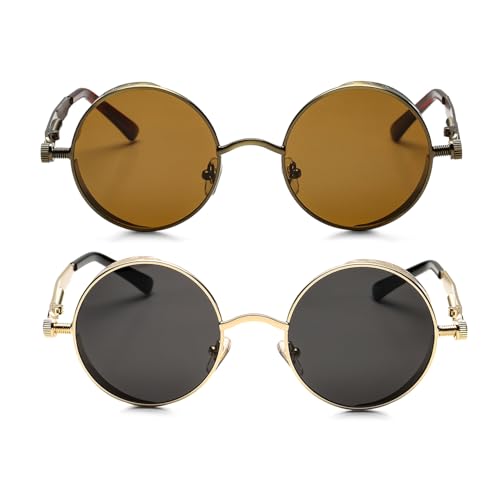 2 Pack (Brown Lens/Bronze+black Lens/Gold)