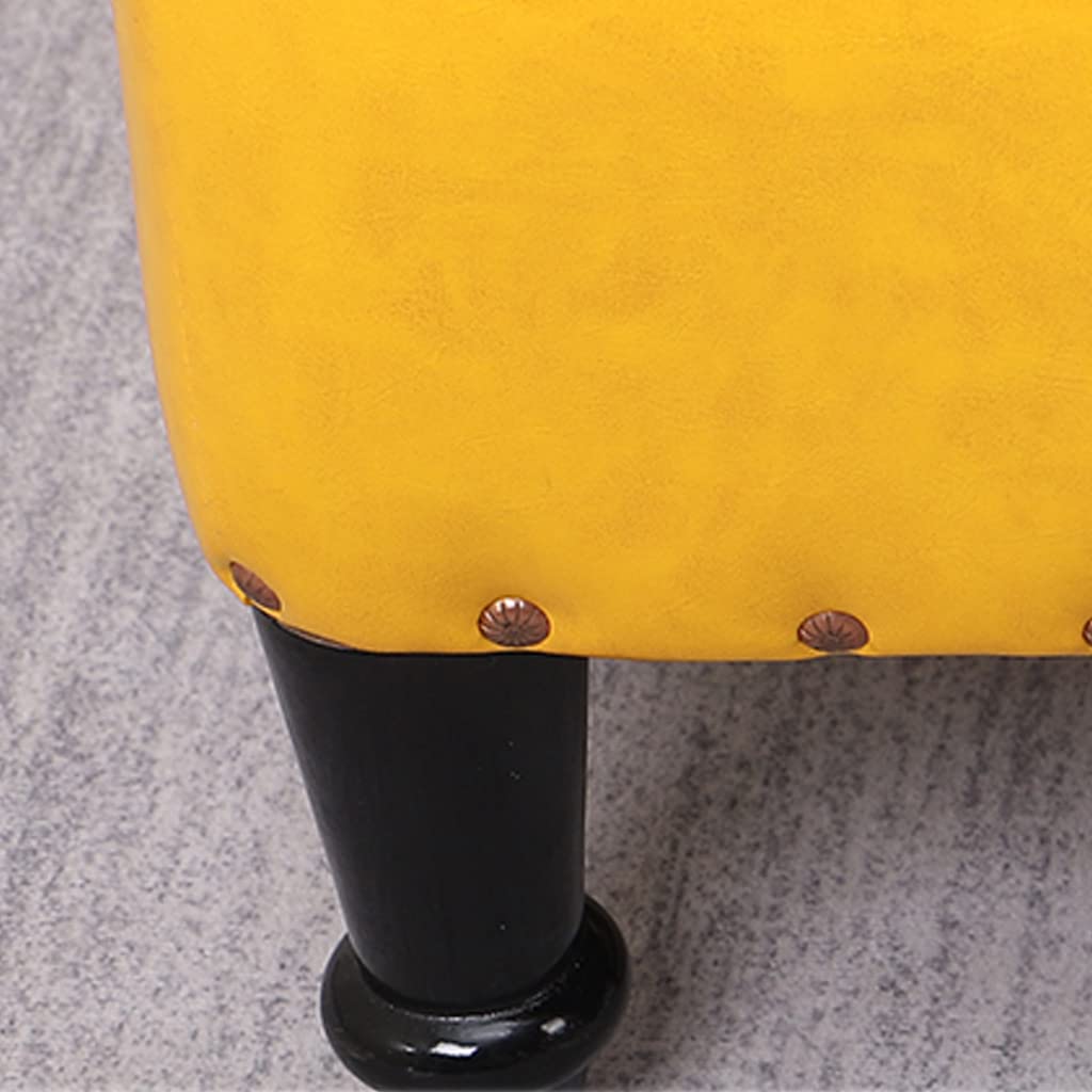 PU Leather Ottoman Footstool for Bedroom & Living Room - Rectangular Low Sofa Stool, Kids Foot Rest, Shoe Changing Bench - Perfect for Home Decor, Relaxing & Organizing Shoes
