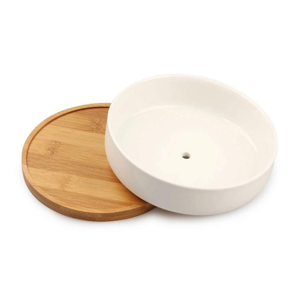 6 Packs Bamboo Plant Saucers - 9.5 x 8.5 x 1cm Round Plant Trays for Succulents, Flowers, Indoor & Outdoor Use - Perfect for Drainage, Decoration and Plant Care