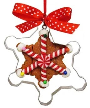 4 Gingerbread Cookies on Tray with Cookie Cutter Ornaments - Perfect for Christmas Baking, Holiday Decor & Festive Gift Giving