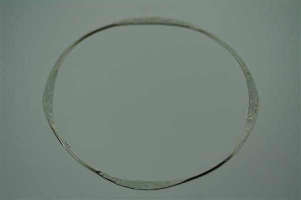 Vintage Narrow Flattened Bangle Bracelet - Distressed Silver Bangle for Boho Chic & Casual Outfits - Perfect for Layering & Everyday Wear