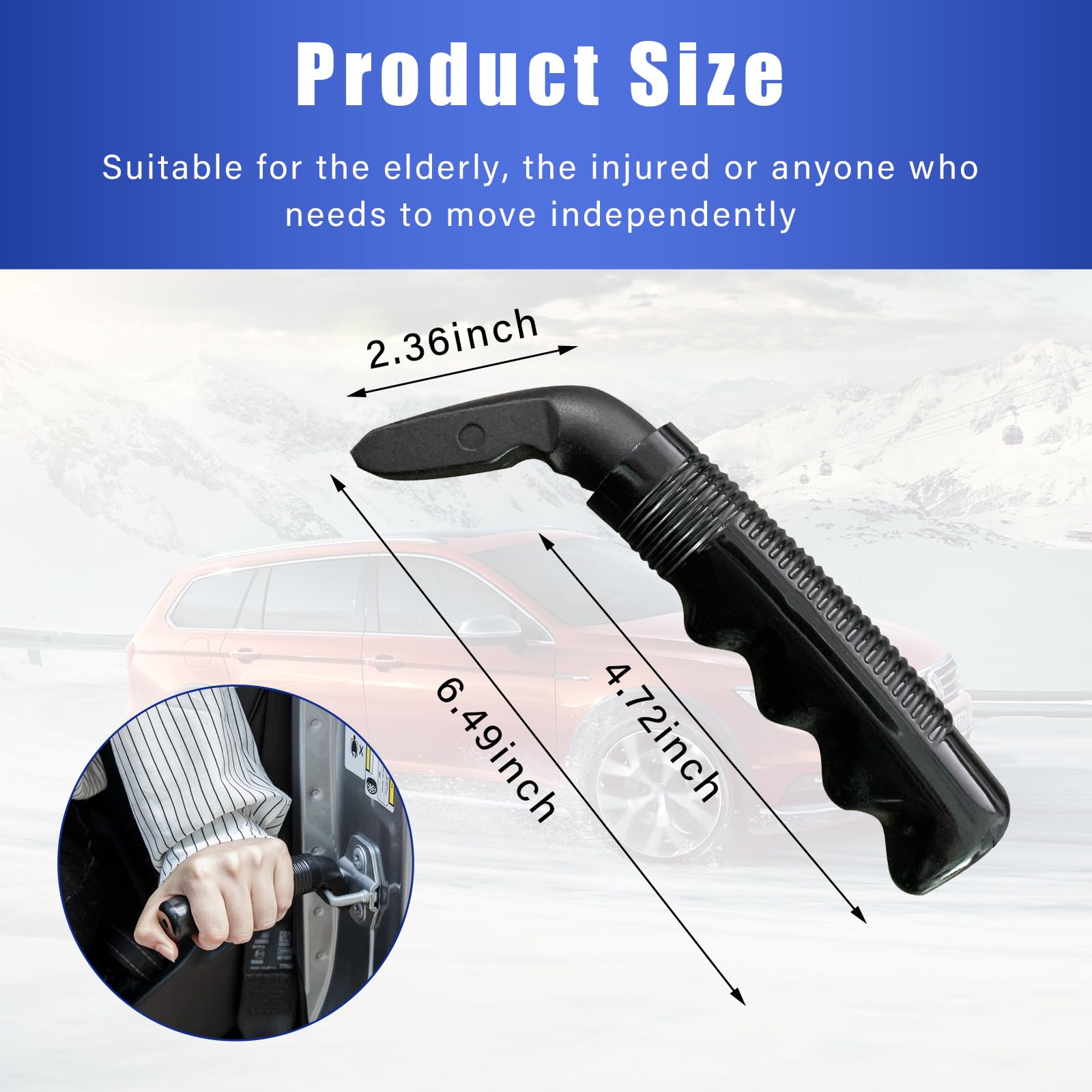 Augeny Universal Car Door Assist Handle for Seniors & Handicapped - Portable Vehicle Support Bar for Easy Entry & Exit - Durable Automotive Mobility Aid (Black) - Ideal for Elderly, Disabled & Post-Surgery Recovery