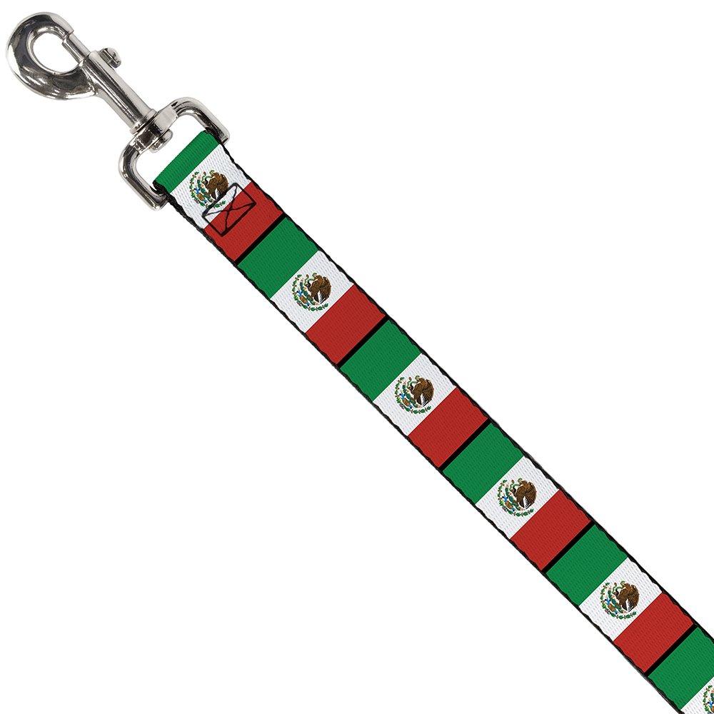 Buckle-Down Mexico Flag Pet Leash - 4 Feet Long, 1 Inch Wide - Durable Dog Walking Accessory for Small to Medium Dogs - Perfect for Daily Walks, Hiking, and Outdoor Adventures