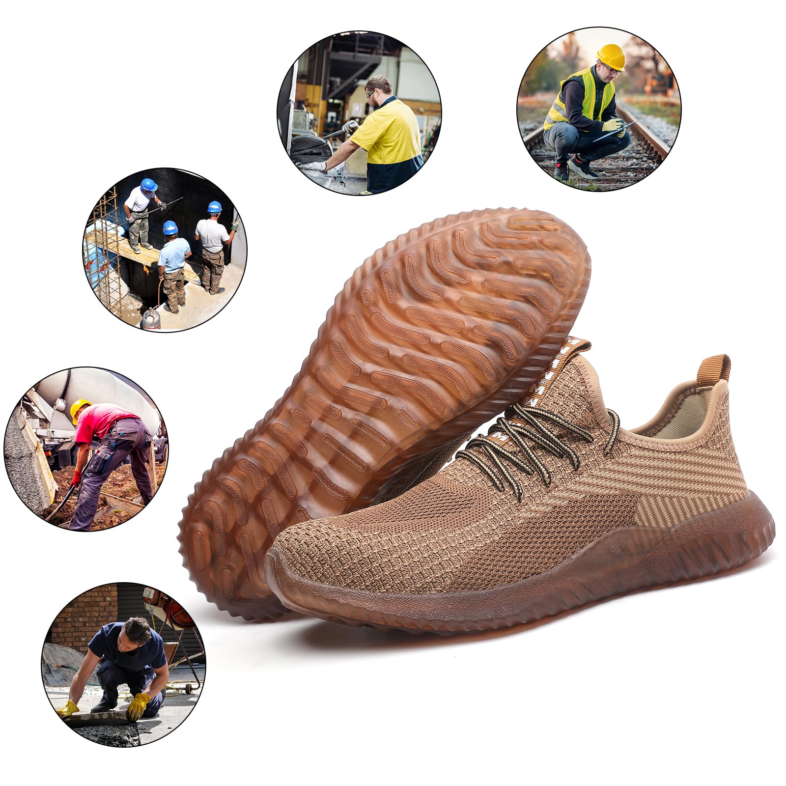 Drecage Steel Toe Work Boots for Men & Women - Breathable Safety Shoes with Puncture Proof Protection - OSHA Compliant Industrial Construction Footwear for Warehouse, Factory & Outdoor Work
