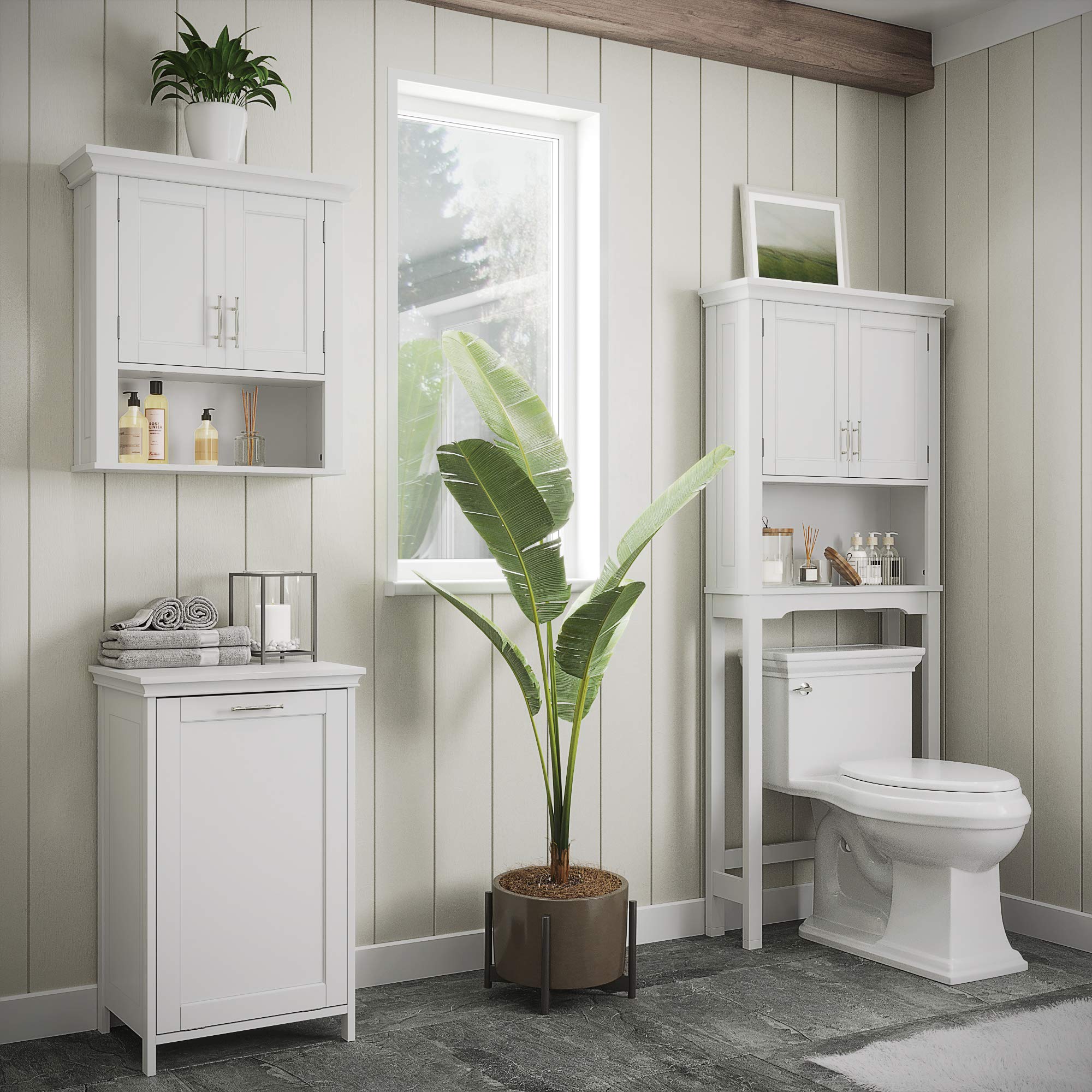 RiverRidge Somerset White Tilt-Out Laundry Hamper - Space Saving Clothes Basket for Bedroom, Bathroom & Laundry Room Organization