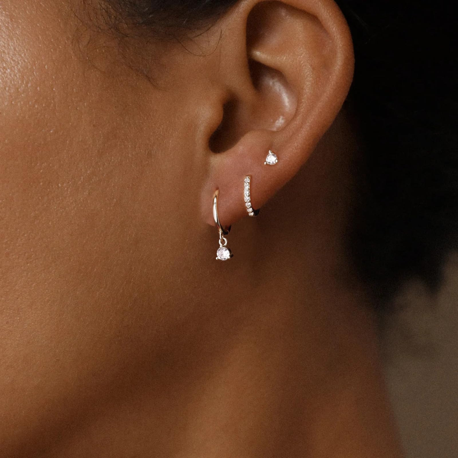 3 Pairs Dainty Hoop Earrings for Women - 14K Gold/Silver Plated Small Huggie Earrings Set - Lightweight Open Hoop Earrings Jewelry - Perfect for Everyday Wear, Gifts & Stacking