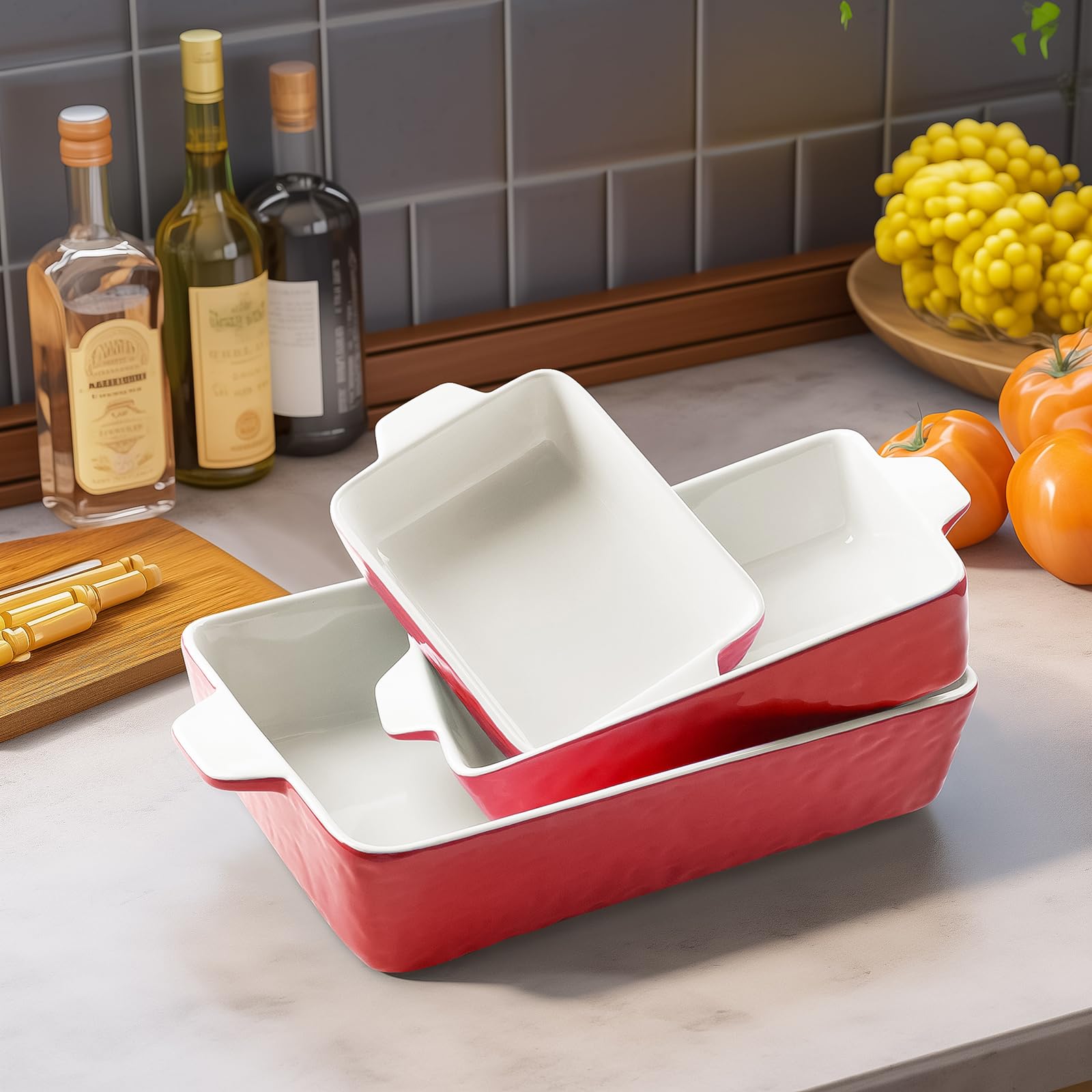 3-Piece Ceramic Casserole Dish Set - 11.6
