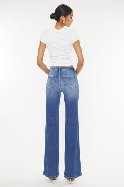 Kancan Ultra High Waist Gradient Flare Jeans for Women - Vintage Retro Stretch Denim Pants - Perfect for Casual Outfits, Date Night & 70s Style Fashion