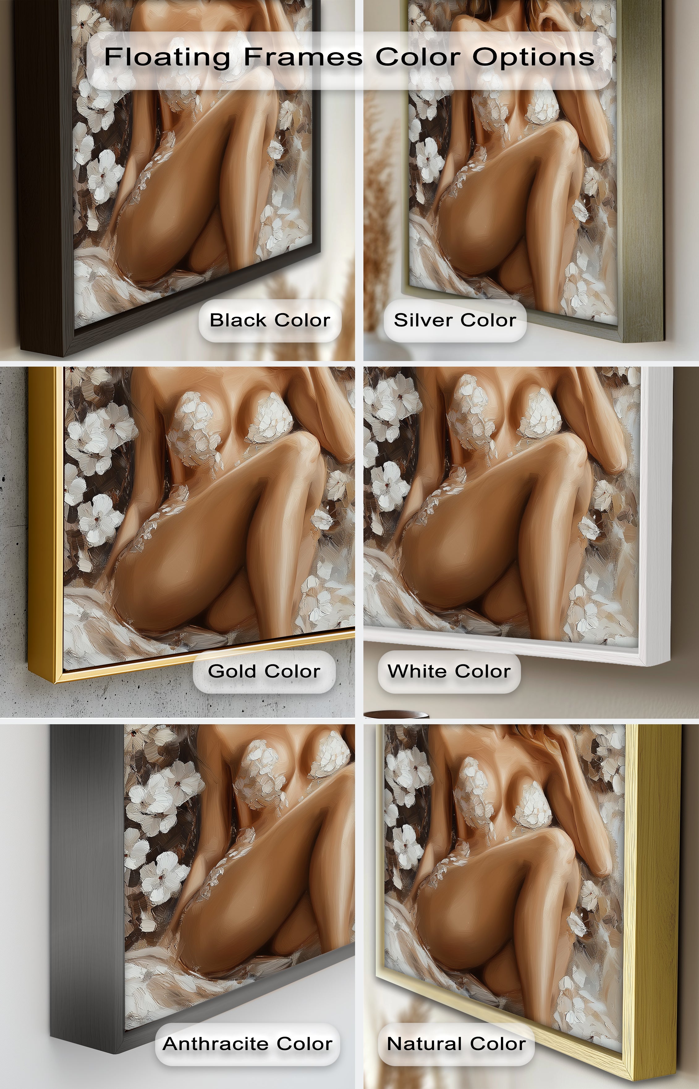 Blossom Muse Romantic Nude Oil Painting - Handmade Canvas Art for Home Decor, Bedroom & Living Room Wall Art