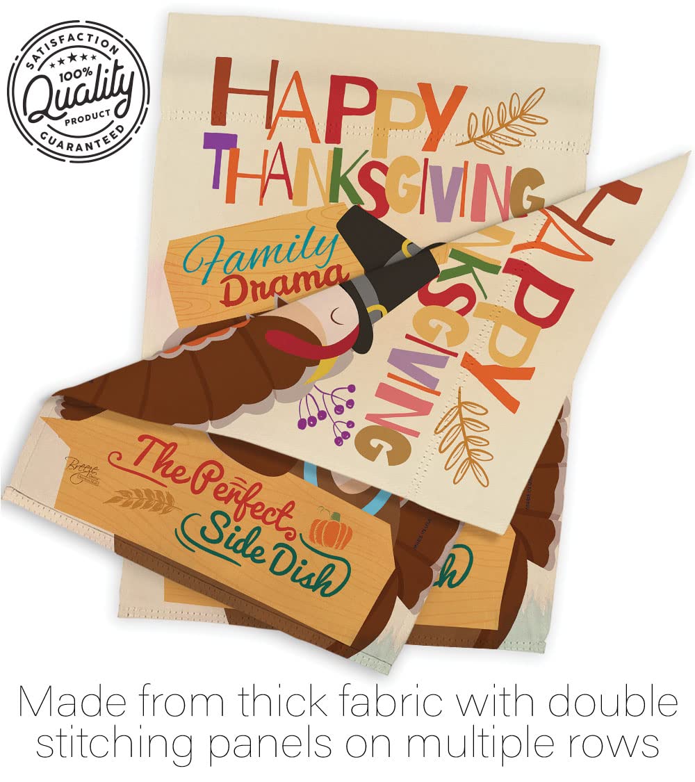 Breeze Decor S113058-BO Fall Thanksgiving Decorative Vertical Flags Set - Thick Fabric Large & Small Seasonal Banner for Home Porch, Yard, and Holiday Party Decorations