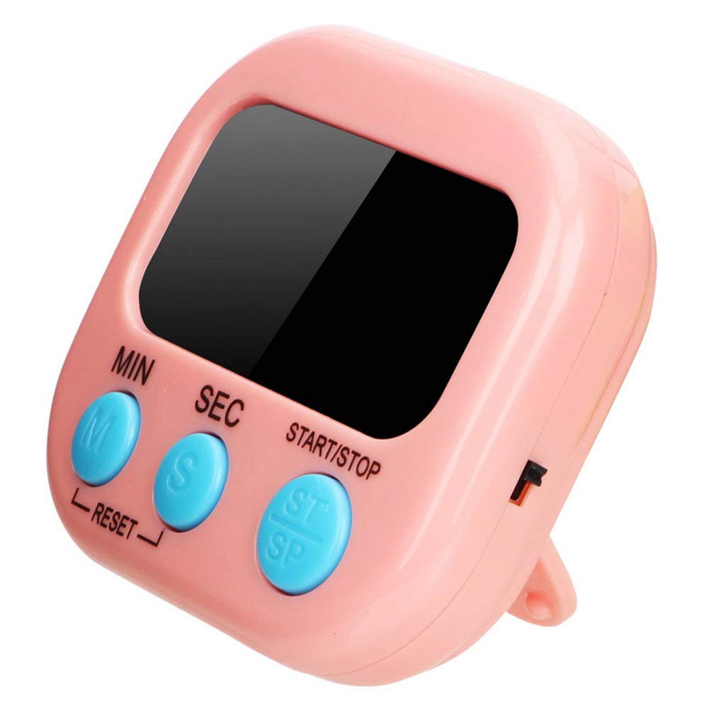 YHCWJZP Digital Alarm Clock with LCD Display - Kitchen Timer, Cooking Stopwatch, Sleep Aid - Perfect for Baking, Bedroom, Office (Pink)