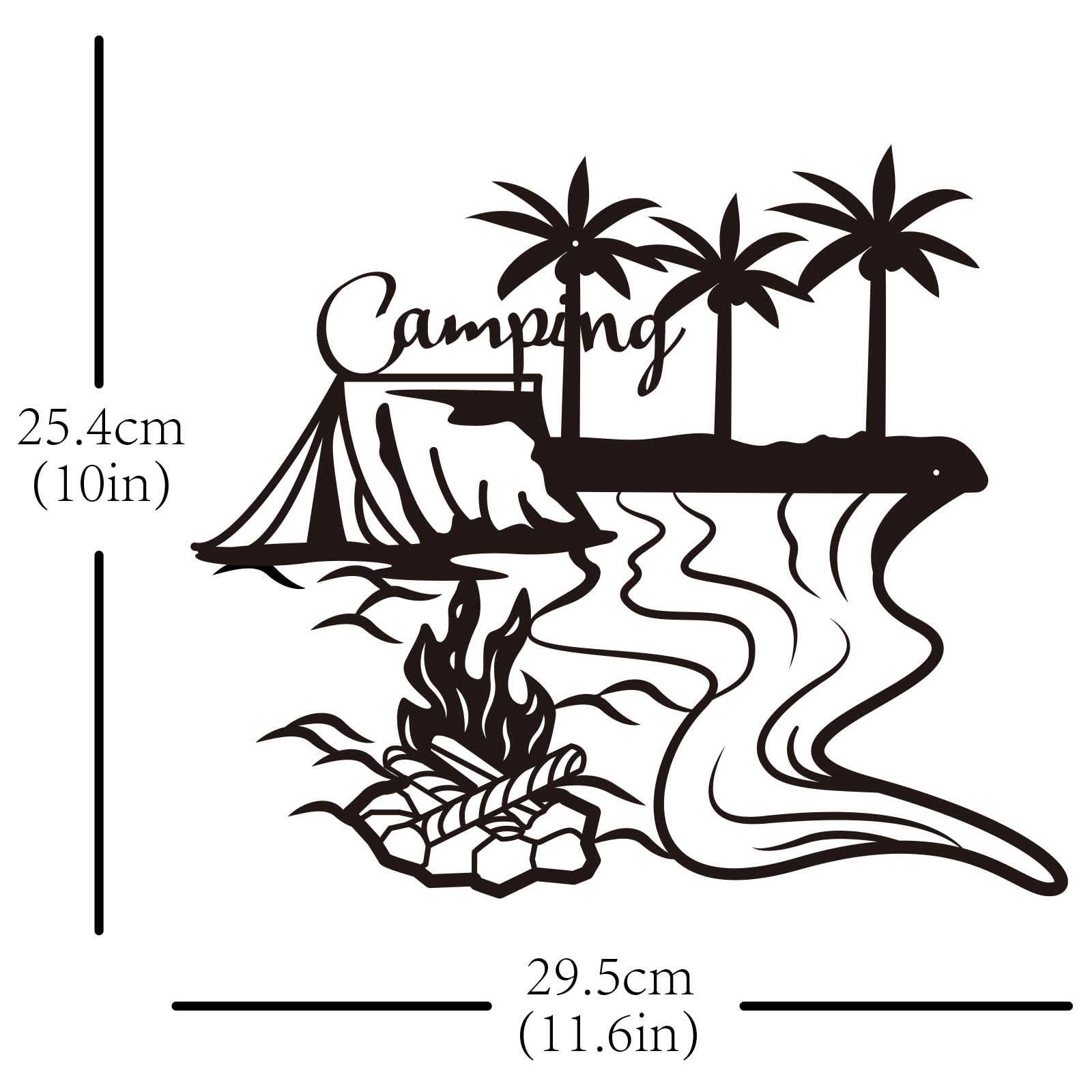 SUPERDANT Rustic Metal Wall Art Decor - Beach Themed Wrought Iron Sculpture with Coconut Tree Design for Camping, Bonfire Party & Coastal Home Decor - Perfect for Living Room, Patio or Cabin Wall Hanging